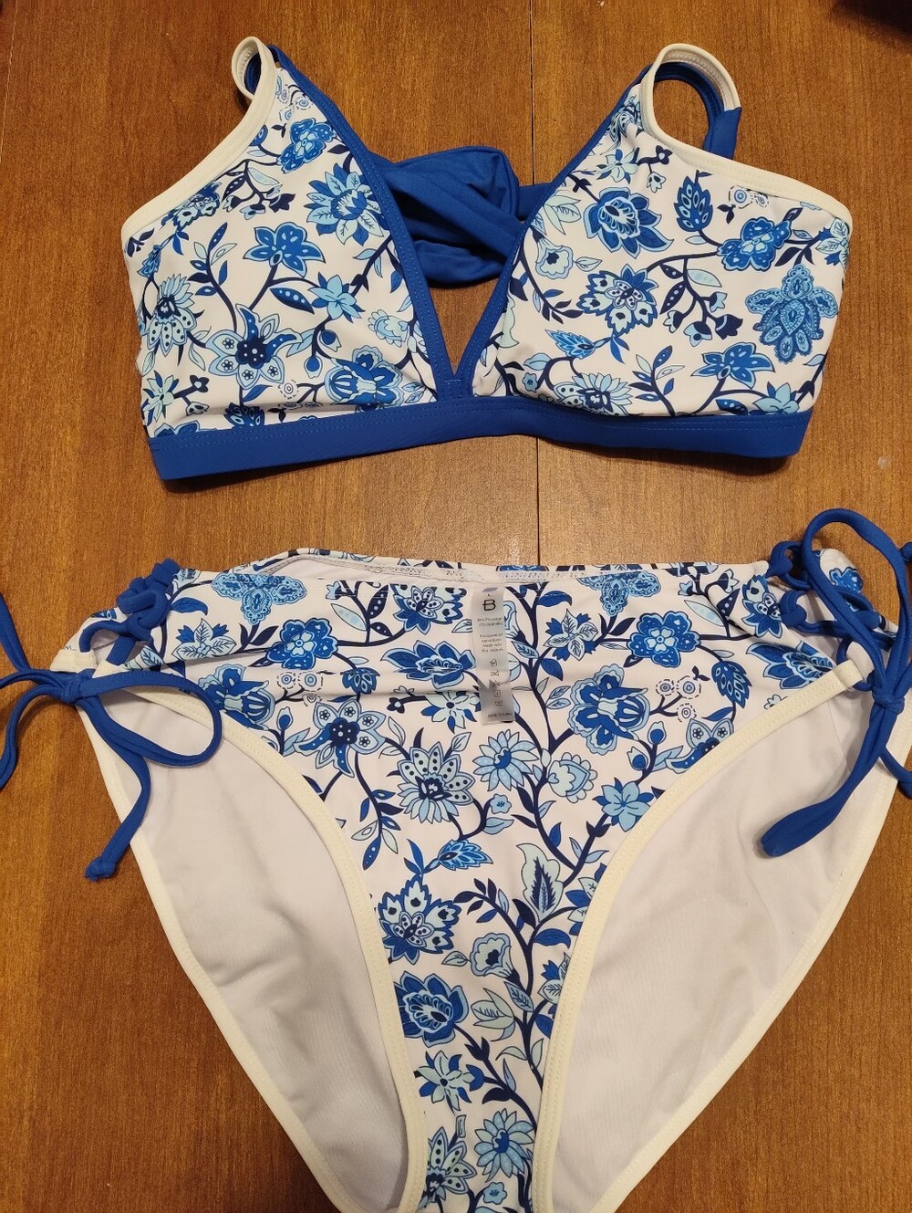 Floral Blue Tie-Side Women's Bikini Set